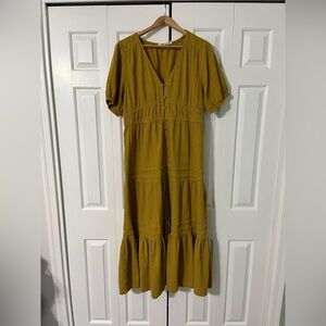Mustard Yellow Cottage Core Dress